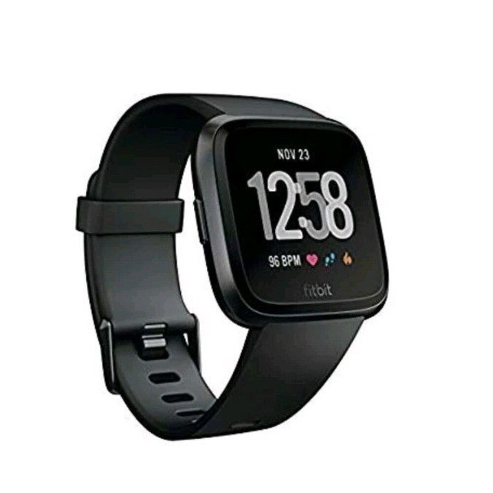 Fitbit Versa Smart Watch, Black/Black Aluminium, Plus Replacement Band